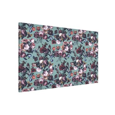 Magnetic memo board - Old Masters Flowers With Tulips And Roses On Blue