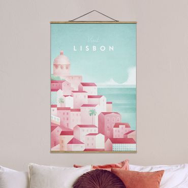 Fabric print with poster hangers - Travel Poster - Lisbon