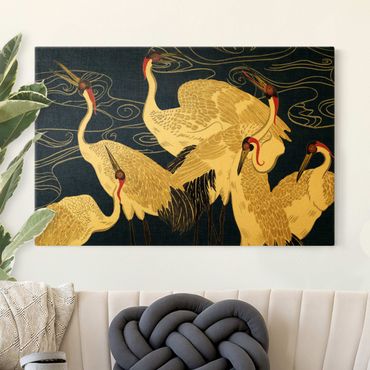 Canvas print gold - Crane With Golden Feathers II