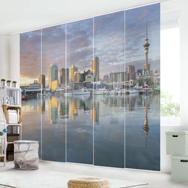 Sliding panel curtains set - Auckland Skyline Sunset