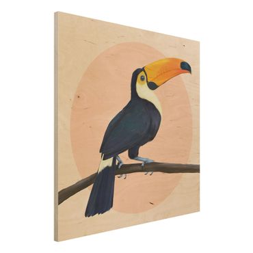 Print on wood - Illustration Bird Toucan Painting Pastel
