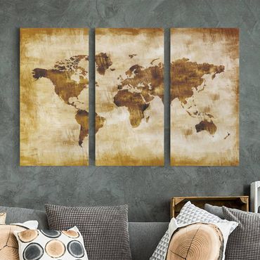 Print on canvas 3 parts - Map of the world