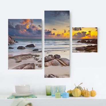 Print on canvas 3 parts - Sunrise Beach In Thailand