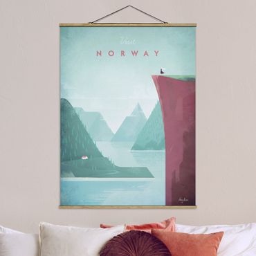 Fabric print with poster hangers - Travel Poster - Norway