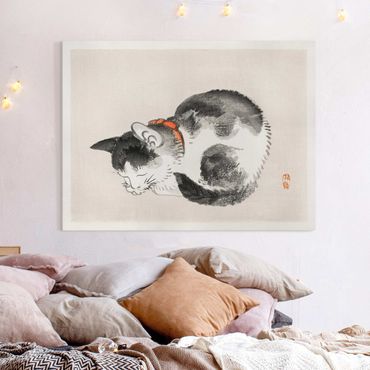 Print on canvas - Asian Vintage Drawing Sleeping Cat
