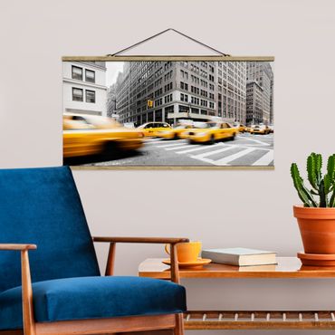 Fabric print with poster hangers - Bustling New York