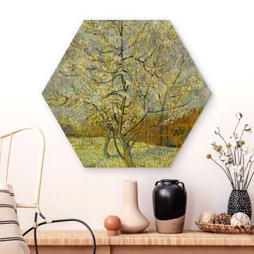 Wooden hexagon - Vincent van Gogh - Flowering Peach Tree