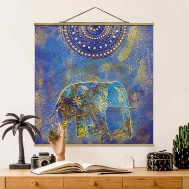 Fabric print with poster hangers - Elephant In Marrakech