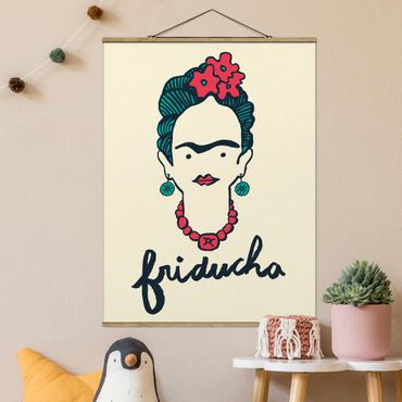 Fabric print with poster hangers - Frida Kahlo - Friducha