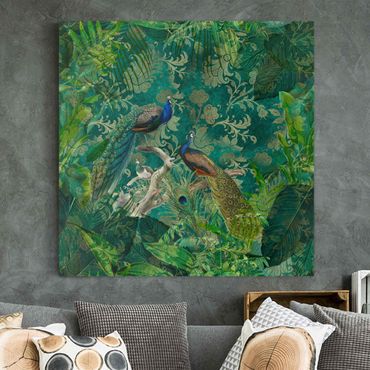 Print on canvas - Shabby Chic Collage - Noble Peacock II