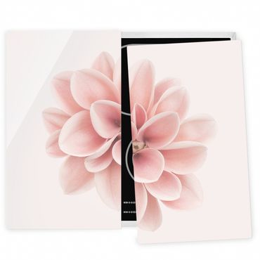 Glass stove top cover - Dahlia Pink Pastel Flower Centered