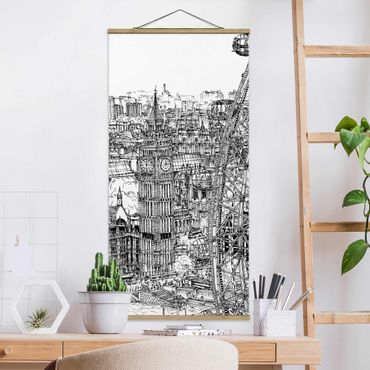 Fabric print with poster hangers - City Study - London Eye