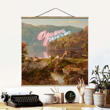 Fabric print with poster hangers - Open 24 Hours