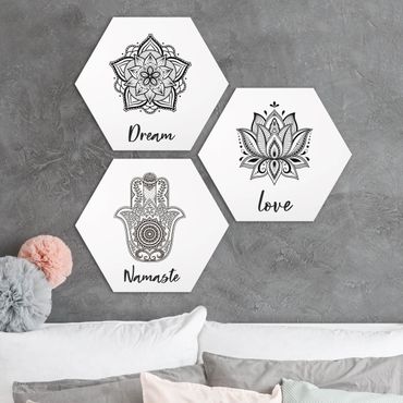 Forex hexagon - Mandala Namaste Lotus Set Black White