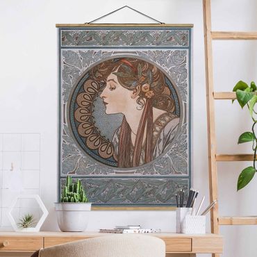 Fabric print with poster hangers - Alfons Mucha - Helena