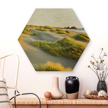 Wooden hexagon - Dunes And Grasses At The Sea