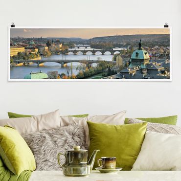 Panoramic poster architecture & skyline - Prague