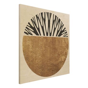 Print on wood - Abstract Shapes - Golden Circle