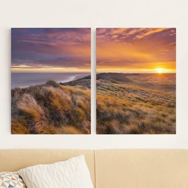 Print on canvas 2 parts - Sunrise On The Beach On Sylt