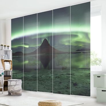 Sliding panel curtains set - Northern Lights In Iceland