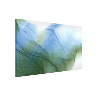 Magnetic memo board - Mottled Moss Green With Blue