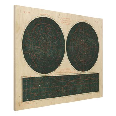Print on wood - Vintage Illustration Constellations