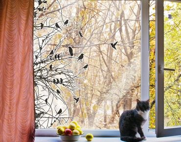 Window sticker - Branches And Birds In Spring