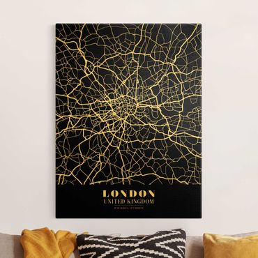 Canvas print gold - London City Map - Classic Black