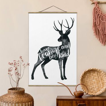 Fabric print with poster hangers - Animals With Wisdom - Hirsch