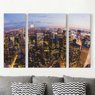 Print on canvas 3 parts - New York Skyline At Night