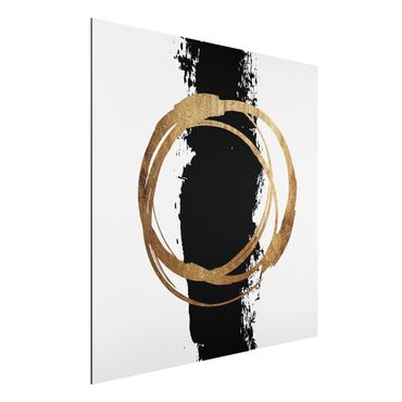 Alu-Dibond print - Abstract Shapes - Gold And Black