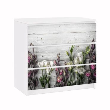 Adhesive film for furniture IKEA - Malm chest of 3x drawers - Tulip Rose Shabby Wood Look