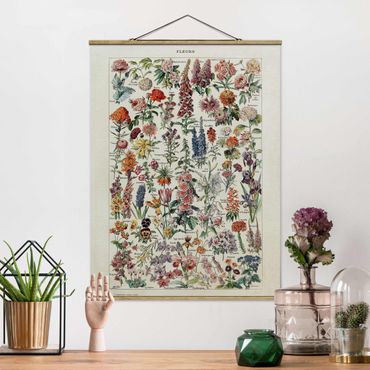 Fabric print with poster hangers - Vintage Board Flowers V