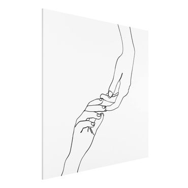 Print on forex - Line Art Hands Touching Black And White