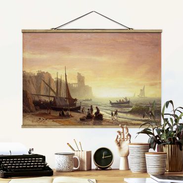 Fabric print with poster hangers - Albert Bierstadt - The Fishing Fleet