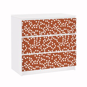 Adhesive film for furniture IKEA - Malm chest of 3x drawers - Aboriginal Dot Pattern Brown