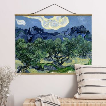 Fabric print with poster hangers - Vincent Van Gogh - Olive Trees