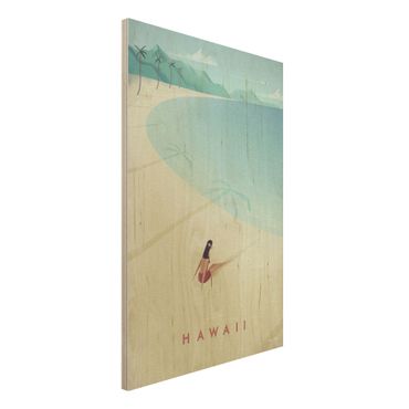 Print on wood - Travel Poster - Hawaii
