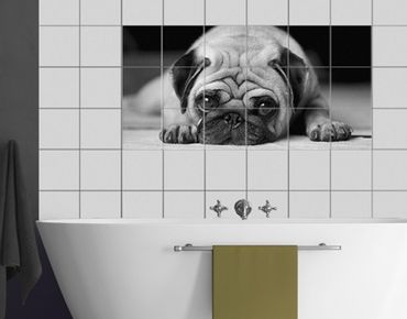 Tile sticker - Pug Loves You II