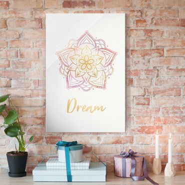 Glass print - Mandala Illustration Dream Gold Rose