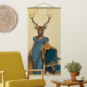 Fabric print with poster hangers - Animal Portrait - Deer Lady