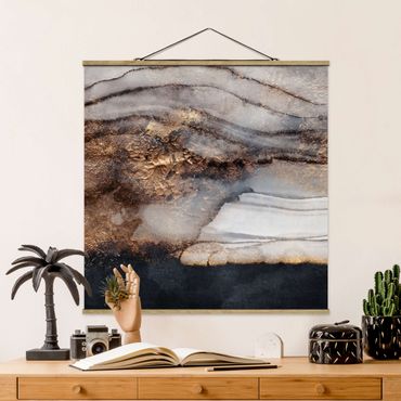 Fabric print with poster hangers - Golden Marble Painted