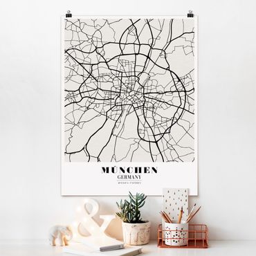 Poster city, country & world maps - Munich City Map - Classic