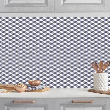 Kitchen wall cladding - Geometrical Tile Mix Cubes Purple