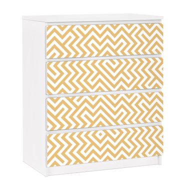 Adhesive film for furniture IKEA - Malm chest of 4x drawers - Geometric Pattern Design Yellow