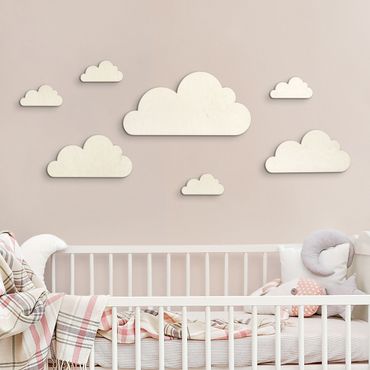 Wooden wall decoration - 7 Clouds Set
