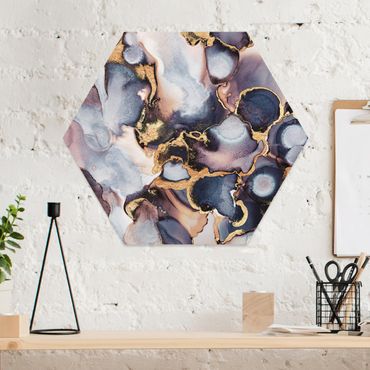 Forex hexagon - Marble Watercolour With Gold