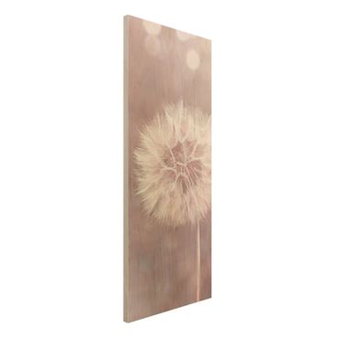 Print on wood - Dandelion Bokeh Light Pink