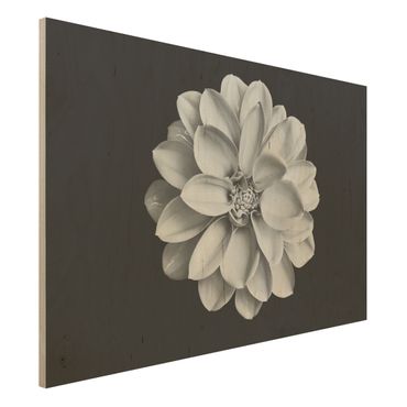 Print on wood - Dahlia Black And White