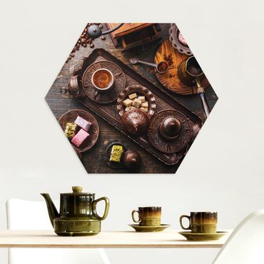 Alu-Dibond hexagon - Turkish Coffee